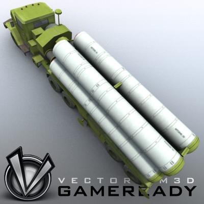 3D Model of Game-ready model of modern Russian/Chinese SAM S-300PMU (SA-10 Grumble). - 3D Render 3